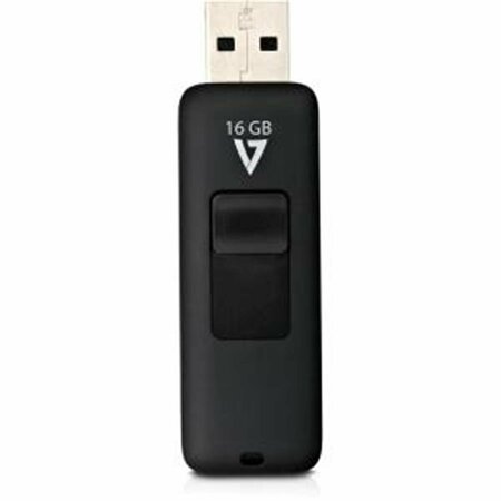 V7 MEMORY 16GB USB 2.0 Flash Drive with Retractable USB Connector, Black VF216GAR-3N